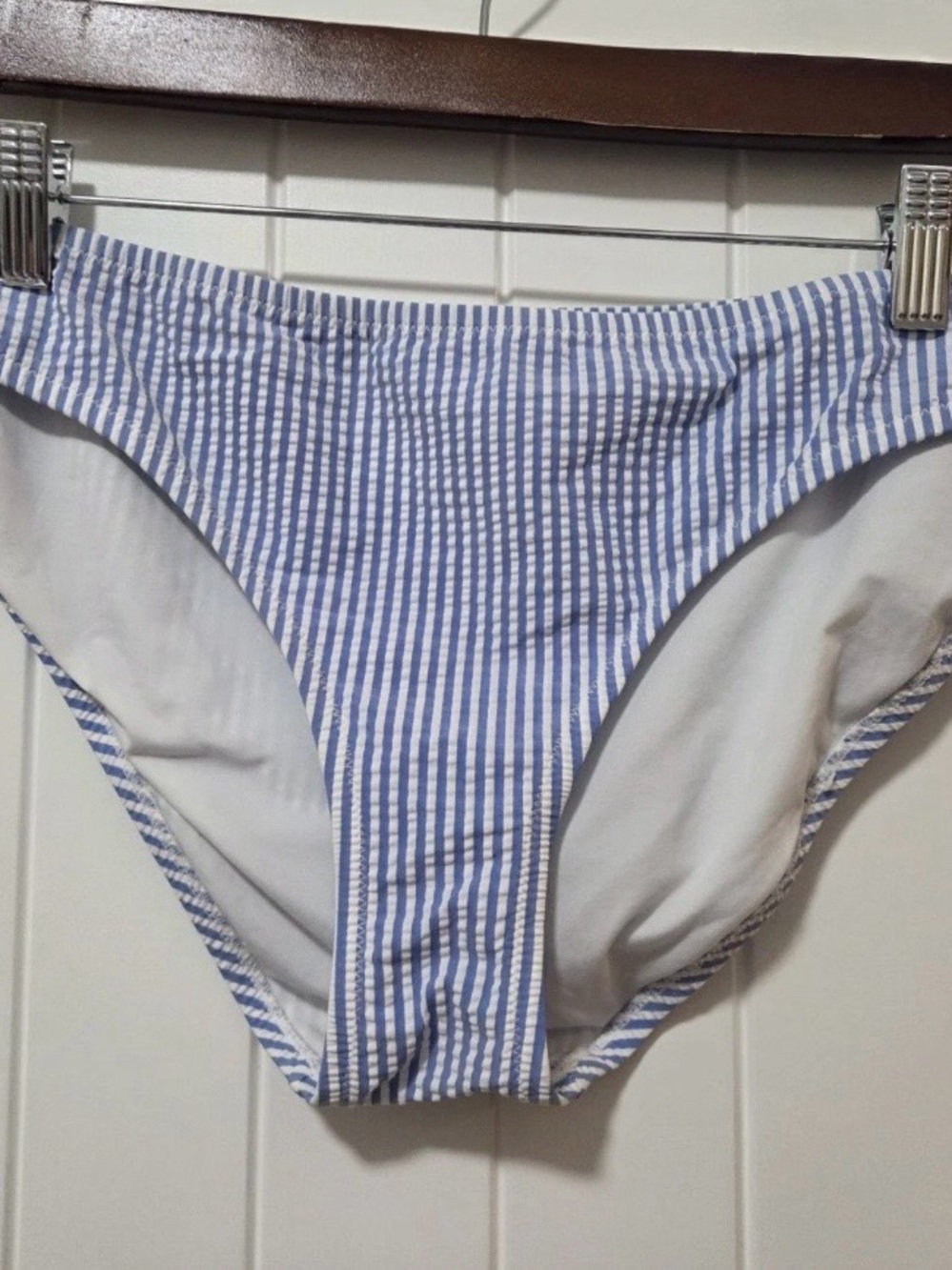 JCrew Women’s Seersucker Blue White Stripe Bikini Bottom